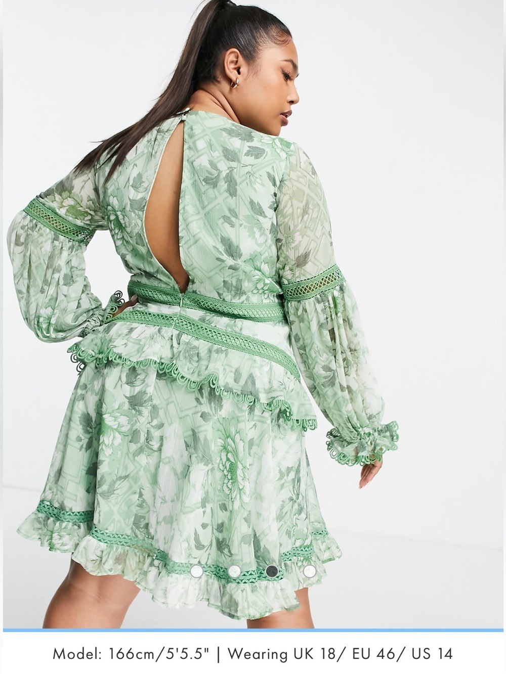 ASOS Lace Long Sleeve Mini Dress in Garden Floral. Size 14 - Picture 2 of 9